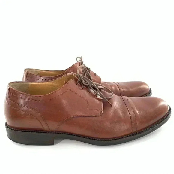 Johnston & Murphy signature series mens Oxfords size 11 brown leather cap toe - Picture 1 of 13